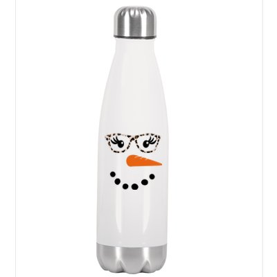 Cute Snowman Leopard Face Lady Stainless Steel Insulated Water Bottle