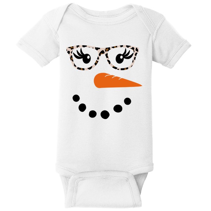 Cute Snowman Leopard Face Lady Baby Bodysuit