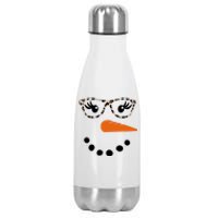 Cute Snowman Leopard Face Lady Stainless Steel Insulated Water Bottle