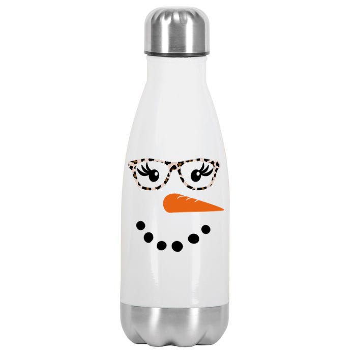 Cute Snowman Leopard Face Lady Stainless Steel Insulated Water Bottle