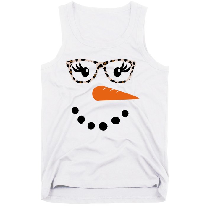 Cute Snowman Leopard Face Lady Tank Top