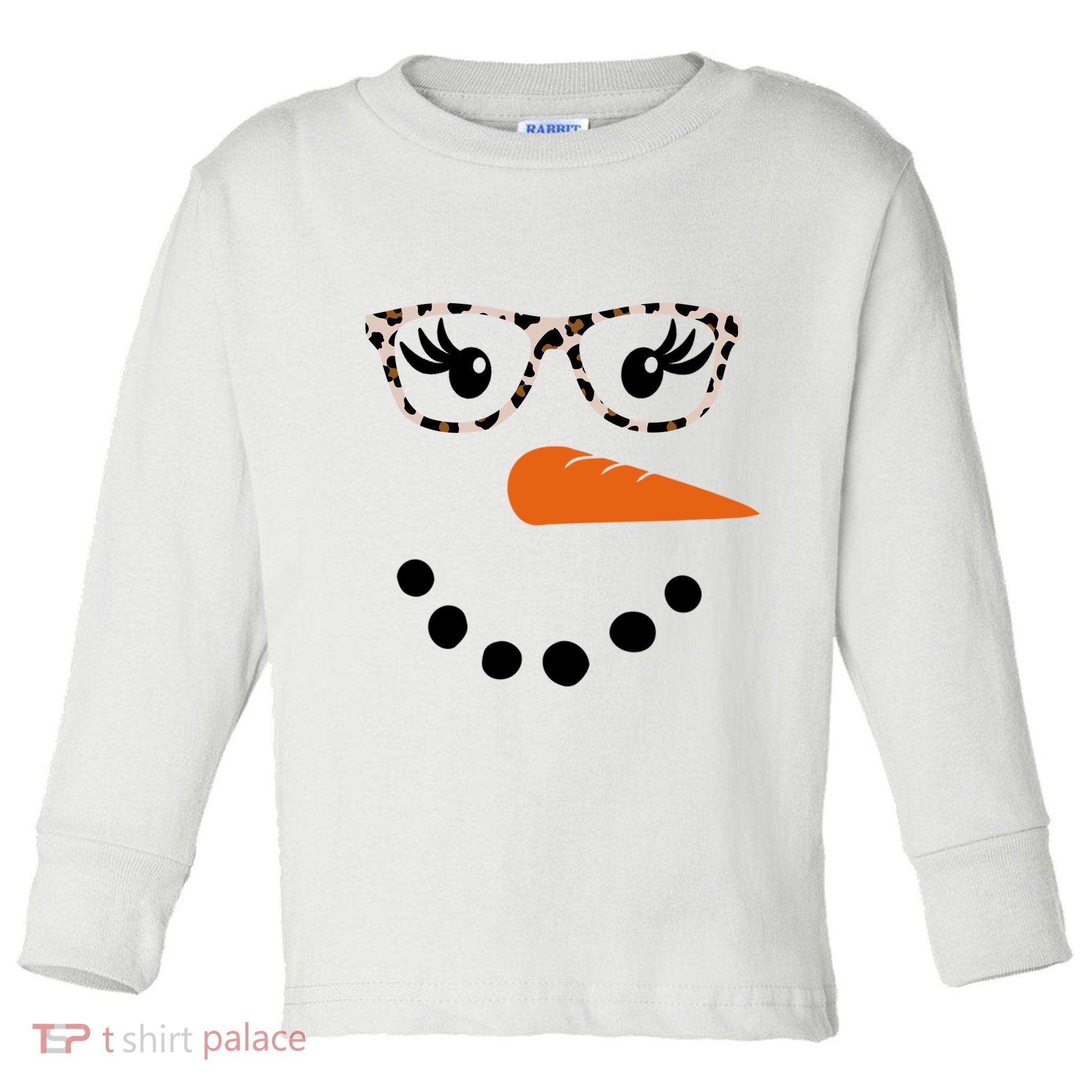Cute Snowman Leopard Face Lady Toddler Long Sleeve Shirt