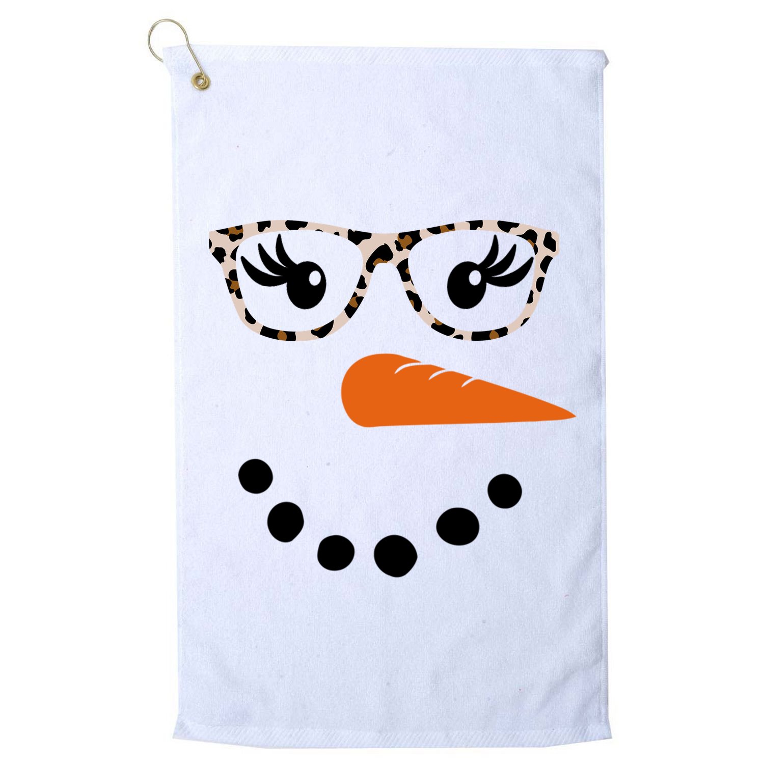 Cute Snowman Leopard Face Lady Golf Towel