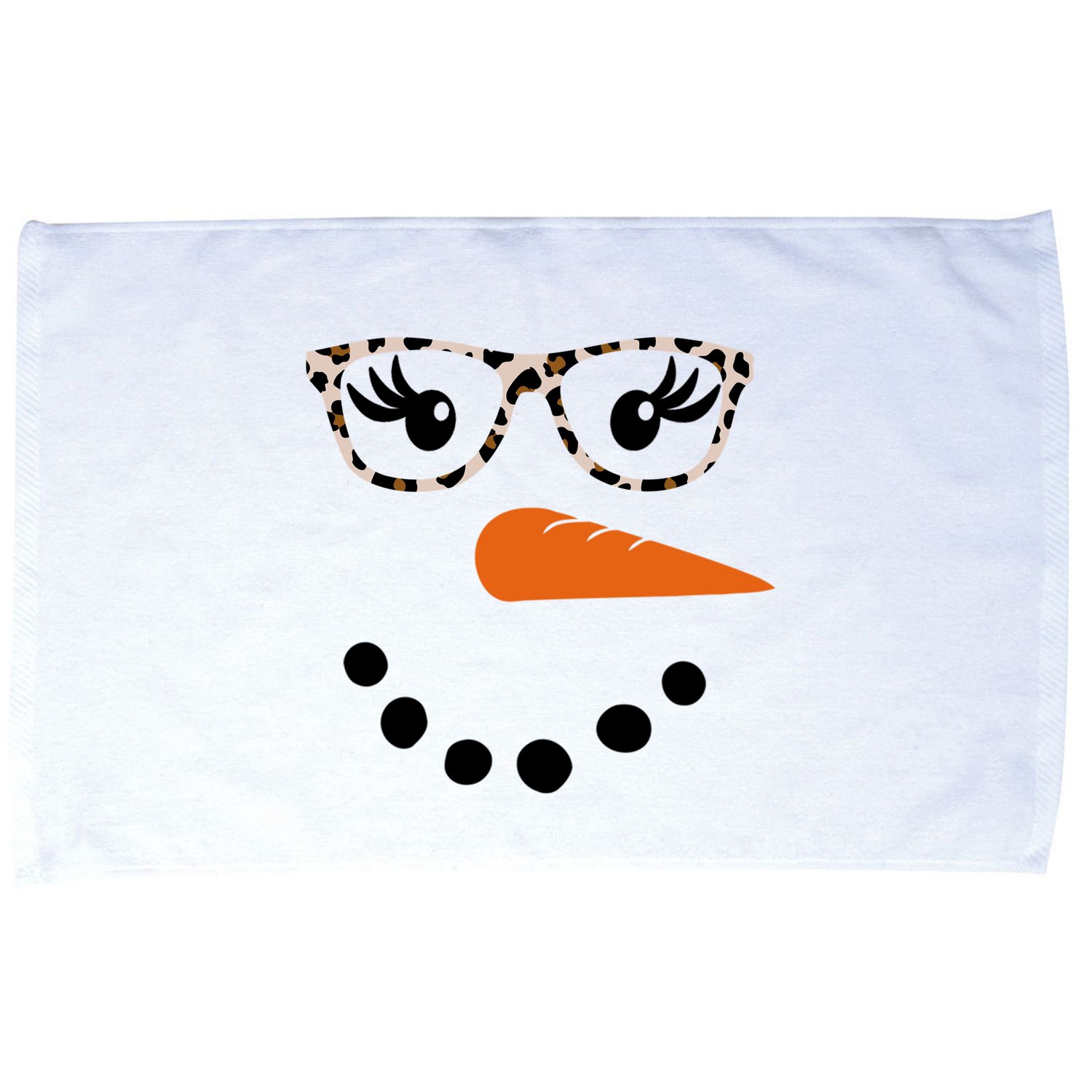 Cute Snowman Leopard Face Lady Microfiber Hand Towel
