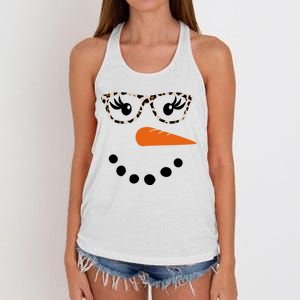 Cute Snowman Leopard Face Lady Women's Knotted Racerback Tank