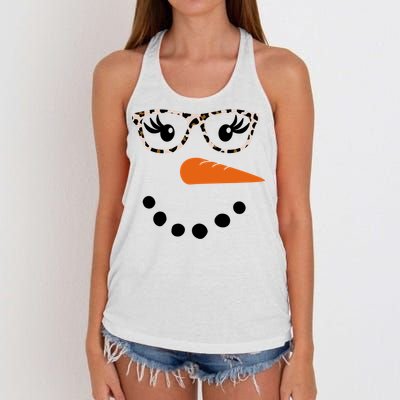 Cute Snowman Leopard Face Lady Women's Knotted Racerback Tank