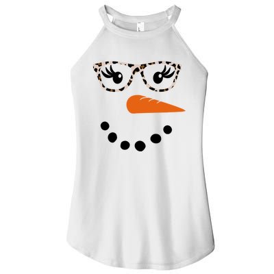 Cute Snowman Leopard Face Lady Women's Perfect Tri Rocker Tank