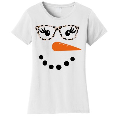 Cute Snowman Leopard Face Lady Women's T-Shirt