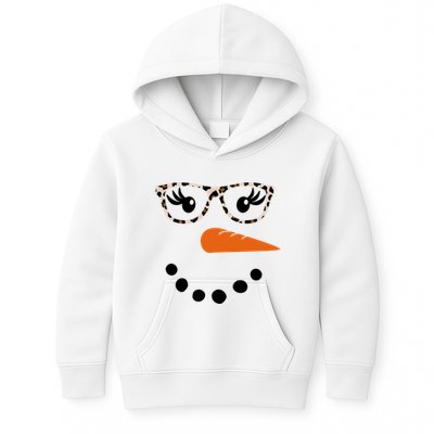 Cute Snowman Leopard Face Lady Kids Hoodie