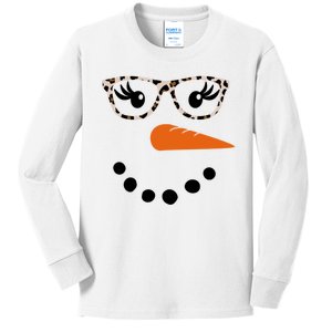 Cute Snowman Leopard Face Lady Kids Long Sleeve Shirt