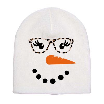Cute Snowman Leopard Face Lady Short Acrylic Beanie