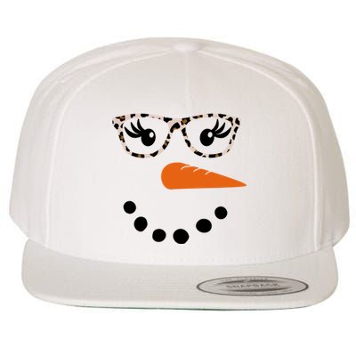 Cute Snowman Leopard Face Lady Wool Snapback Cap