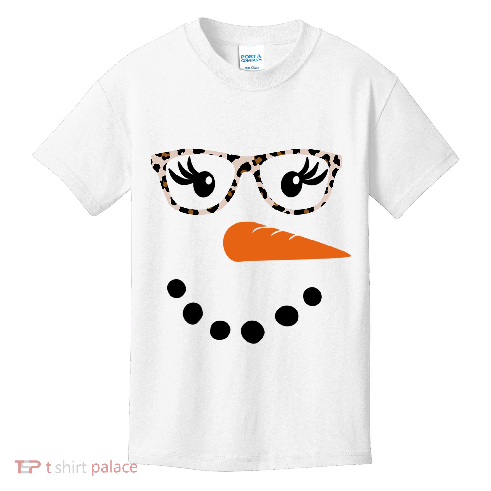 Cute Snowman Leopard Face Lady Kids T-Shirt