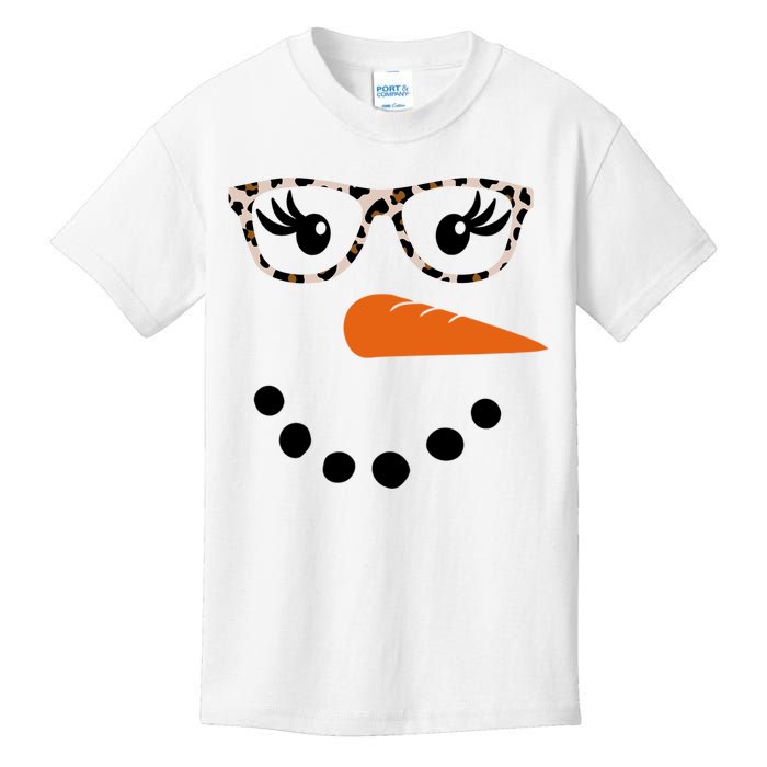 Cute Snowman Leopard Face Lady Kids T-Shirt