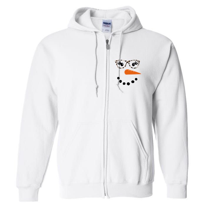 Cute Snowman Leopard Face Lady Full Zip Hoodie