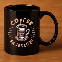Coffee Save Lives Quote Funny Caffeine Addict Coffee Lover 11oz C Handle Ceramic Mug