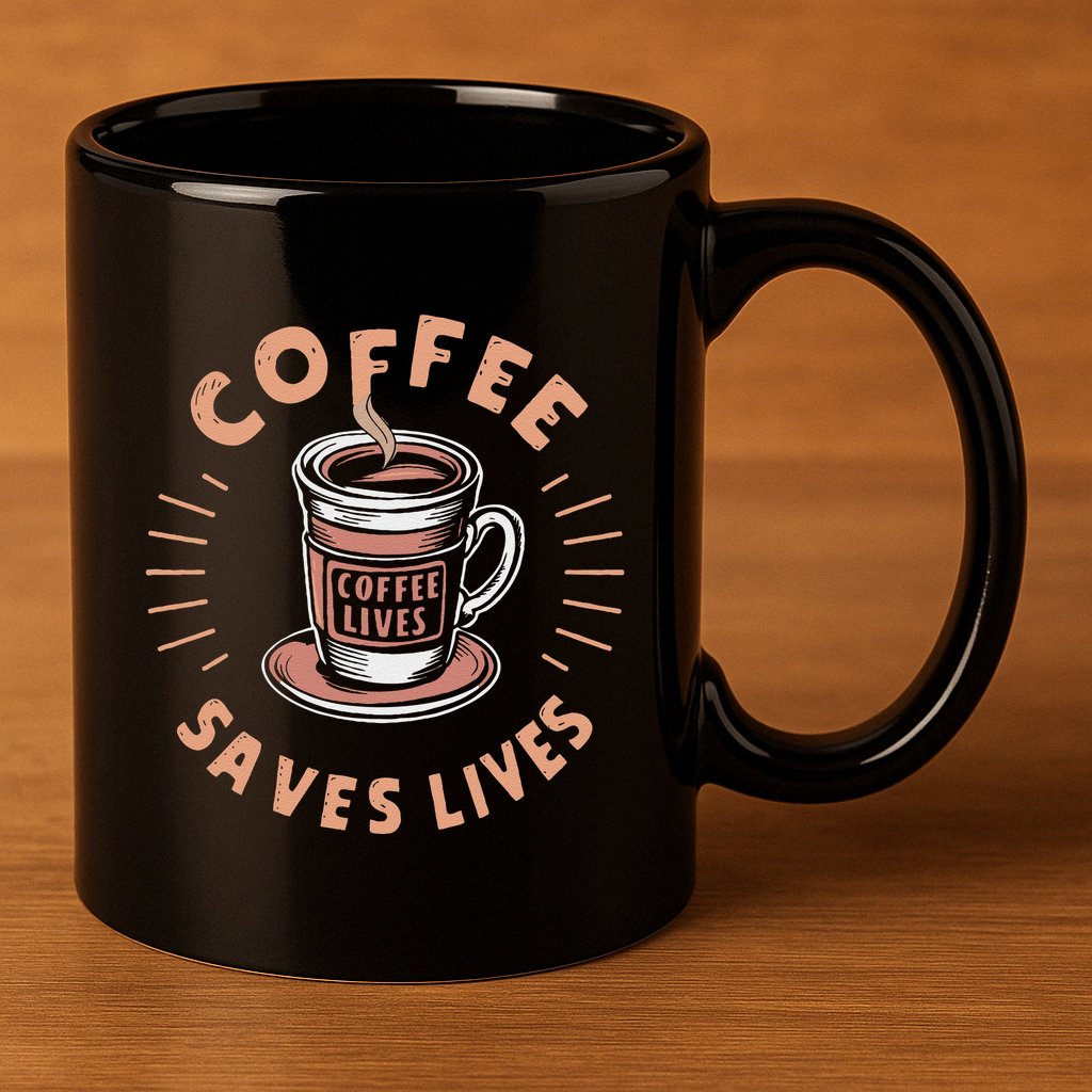 Coffee Save Lives Quote Funny Caffeine Addict Coffee Lover 11oz C Handle Ceramic Mug