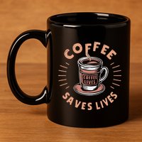 Coffee Save Lives Quote Funny Caffeine Addict Coffee Lover 11oz C Handle Ceramic Mug