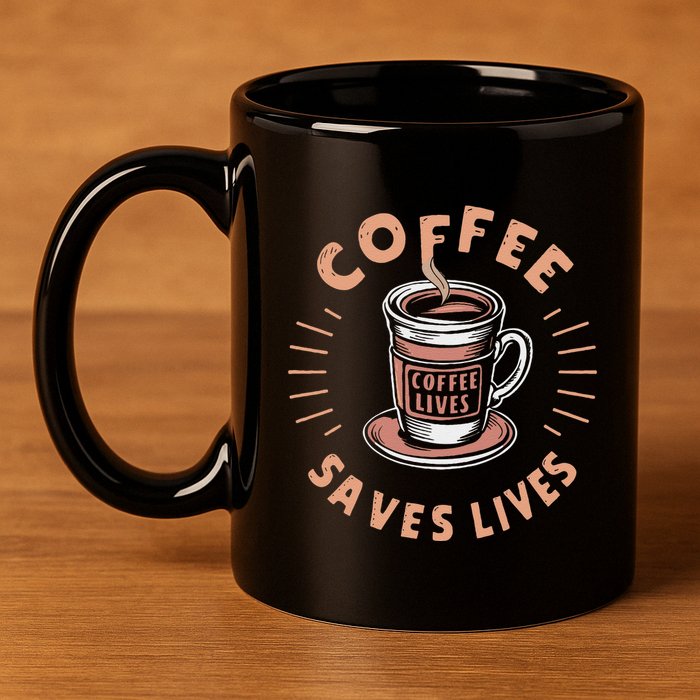 Coffee Save Lives Quote Funny Caffeine Addict Coffee Lover 11oz C Handle Ceramic Mug
