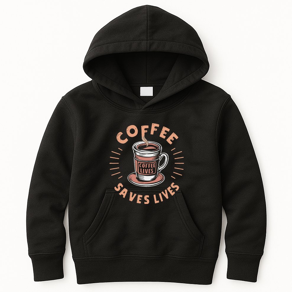 Coffee Save Lives Quote Funny Caffeine Addict Coffee Lover Kids Hoodie