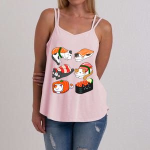 Cats Sushi Lover Cat Lover Kawaii Anime Neko Sushi Gift Women's Strappy Tank