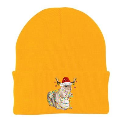 Christmas Squirrel Lights Knit Cap Winter Beanie