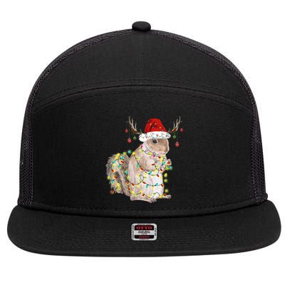 Christmas Squirrel Lights 7 Panel Mesh Trucker Snapback Hat