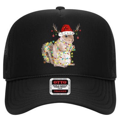 Christmas Squirrel Lights High Crown Mesh Back Trucker Hat