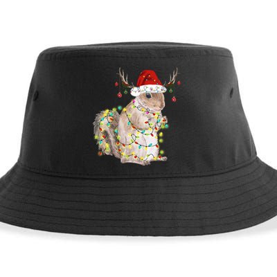 Christmas Squirrel Lights Sustainable Bucket Hat