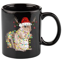 Christmas Squirrel Lights 11oz C Handle Ceramic Mug