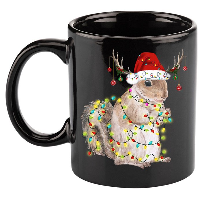 Christmas Squirrel Lights 11oz C Handle Ceramic Mug