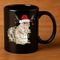 Christmas Squirrel Lights 11oz C Handle Ceramic Mug
