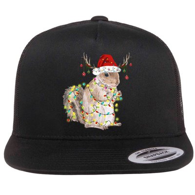 Christmas Squirrel Lights Flat Bill Trucker Hat