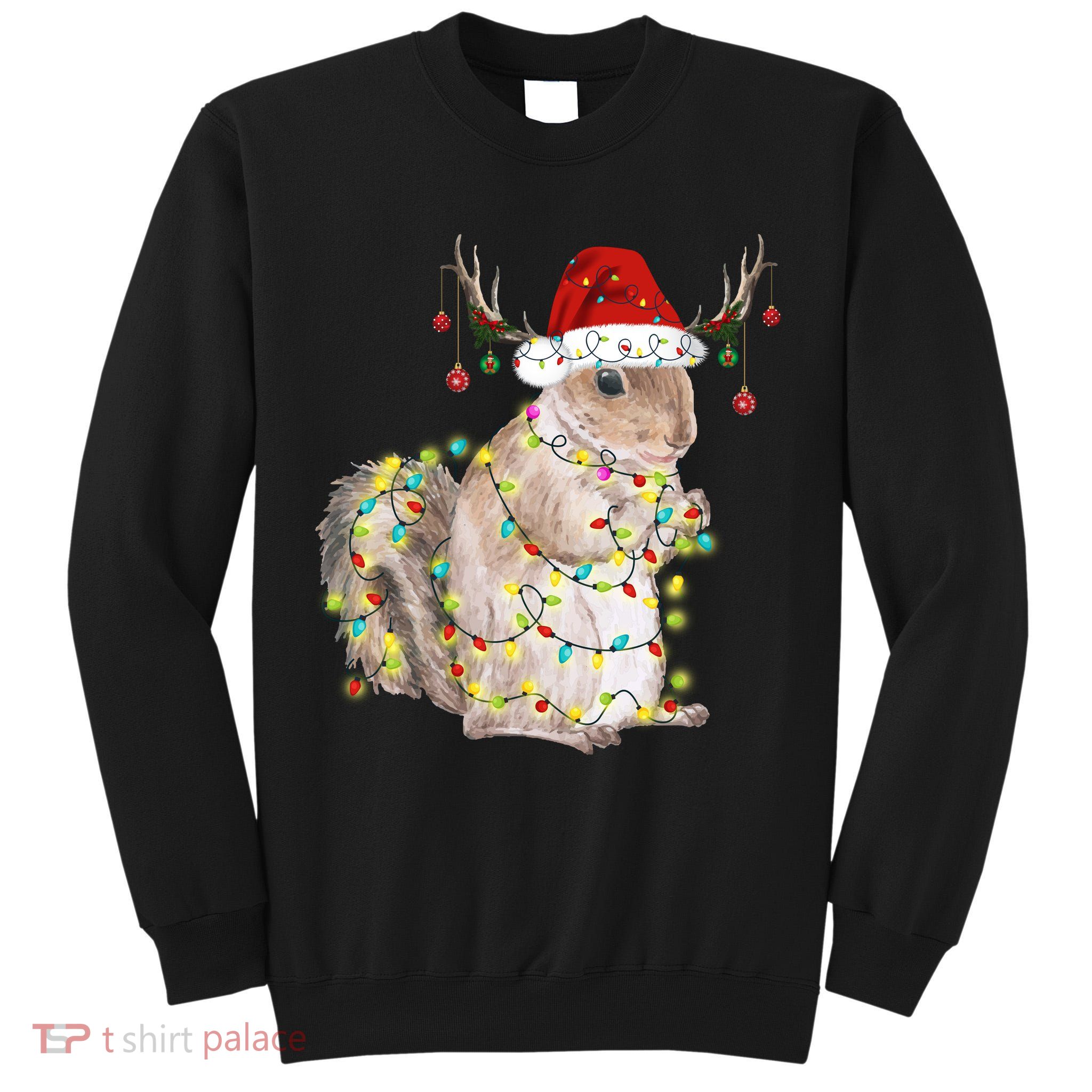 Christmas Squirrel Lights Tall Sweatshirt