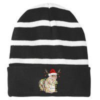 Christmas Squirrel Lights Striped Beanie with Solid Band