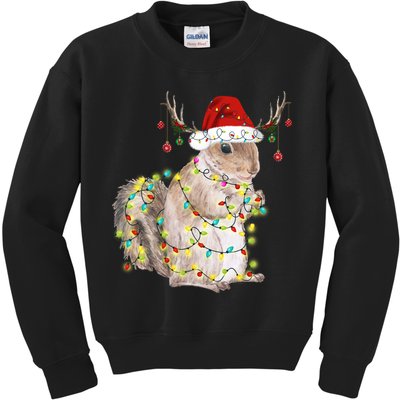 Christmas Squirrel Lights Kids Sweatshirt