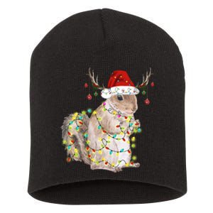 Christmas Squirrel Lights Short Acrylic Beanie