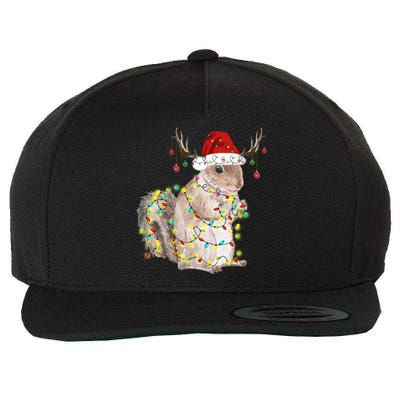 Christmas Squirrel Lights Wool Snapback Cap