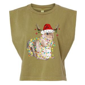 Christmas Squirrel Lights Garment-Dyed Women's Muscle Tee