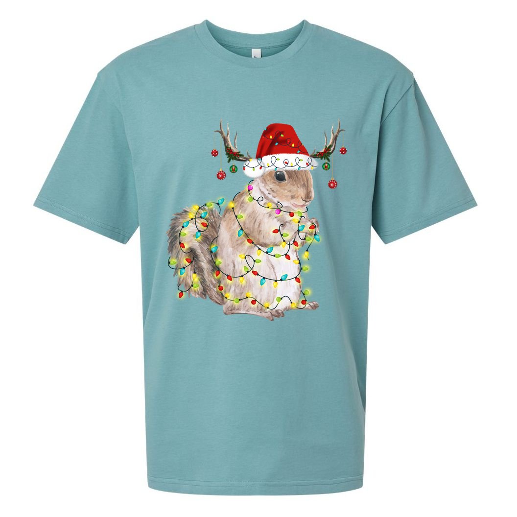 Christmas Squirrel Lights Sueded Cloud Jersey T-Shirt