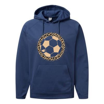 Cute Soccer Leopard Print Soccer Lover Performance Fleece Hoodie