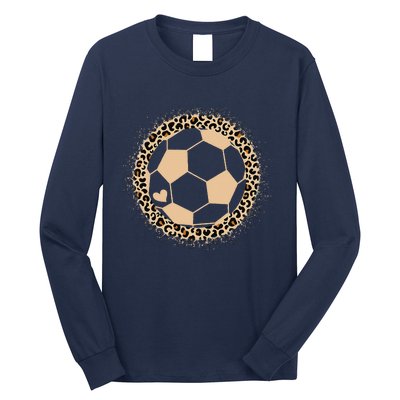 Cute Soccer Leopard Print Soccer Lover Long Sleeve Shirt