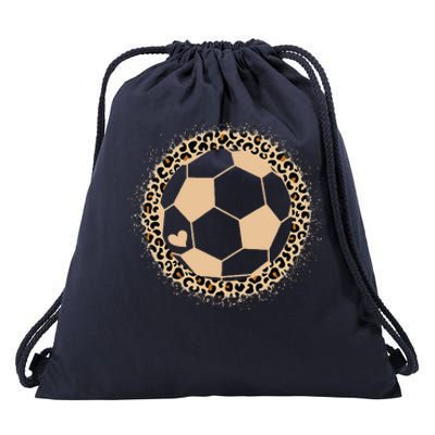 Cute Soccer Leopard Print Soccer Lover Drawstring Bag