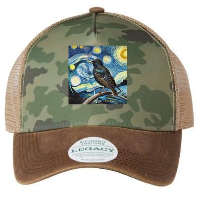 Common Starling Lover Bird Watching Birding Starry Night Art Legacy Tie Dye Trucker Hat