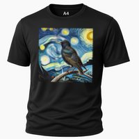 Common Starling Lover Bird Watching Birding Starry Night Art Cooling Performance Crew T-Shirt