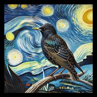 Common Starling Lover Bird Watching Birding Starry Night Art Cooling Performance Crew T-Shirt