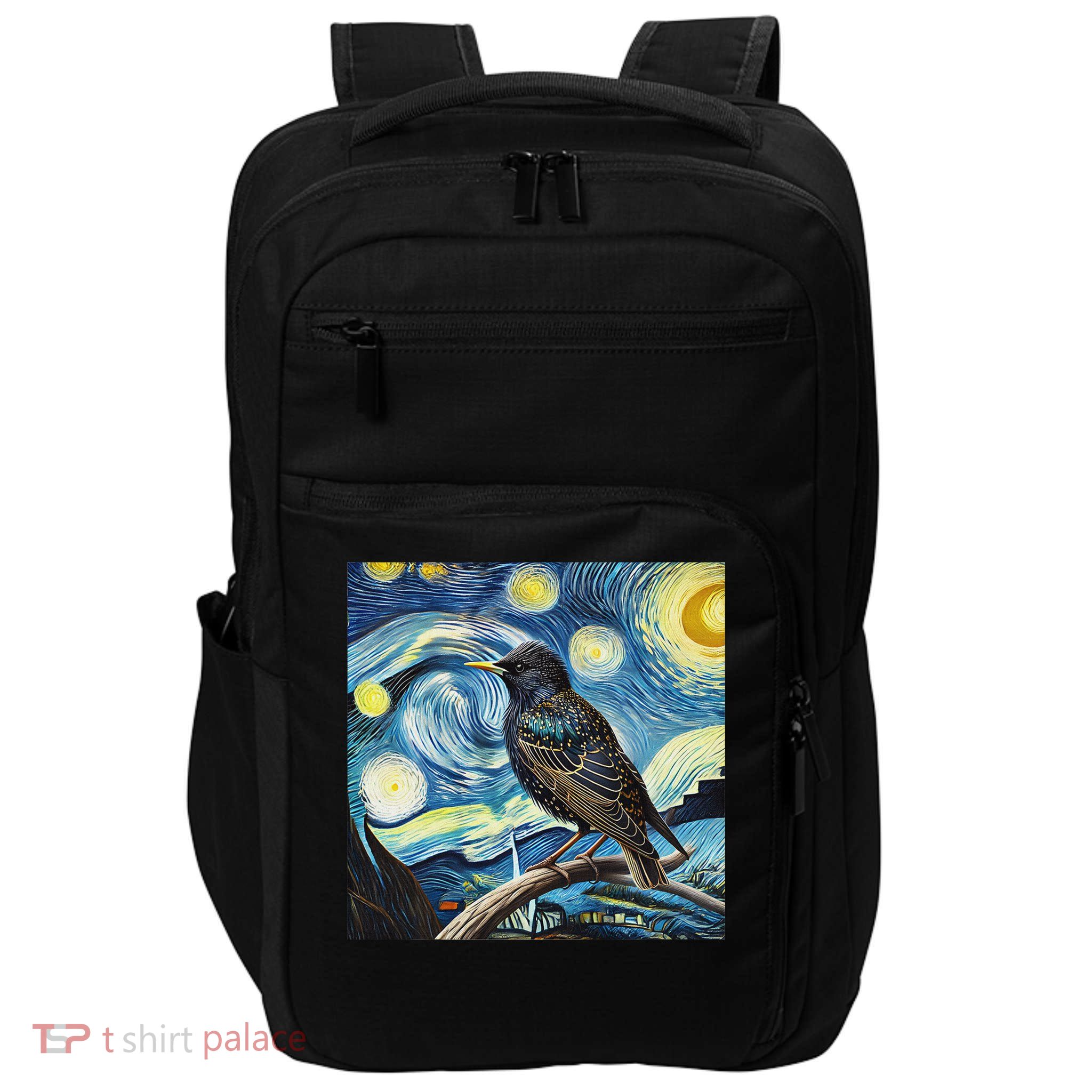 Common Starling Lover Bird Watching Birding Starry Night Art Impact Tech Backpack