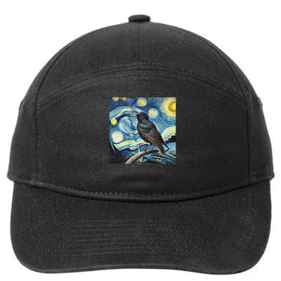 Common Starling Lover Bird Watching Birding Starry Night Art 7-Panel Snapback Hat