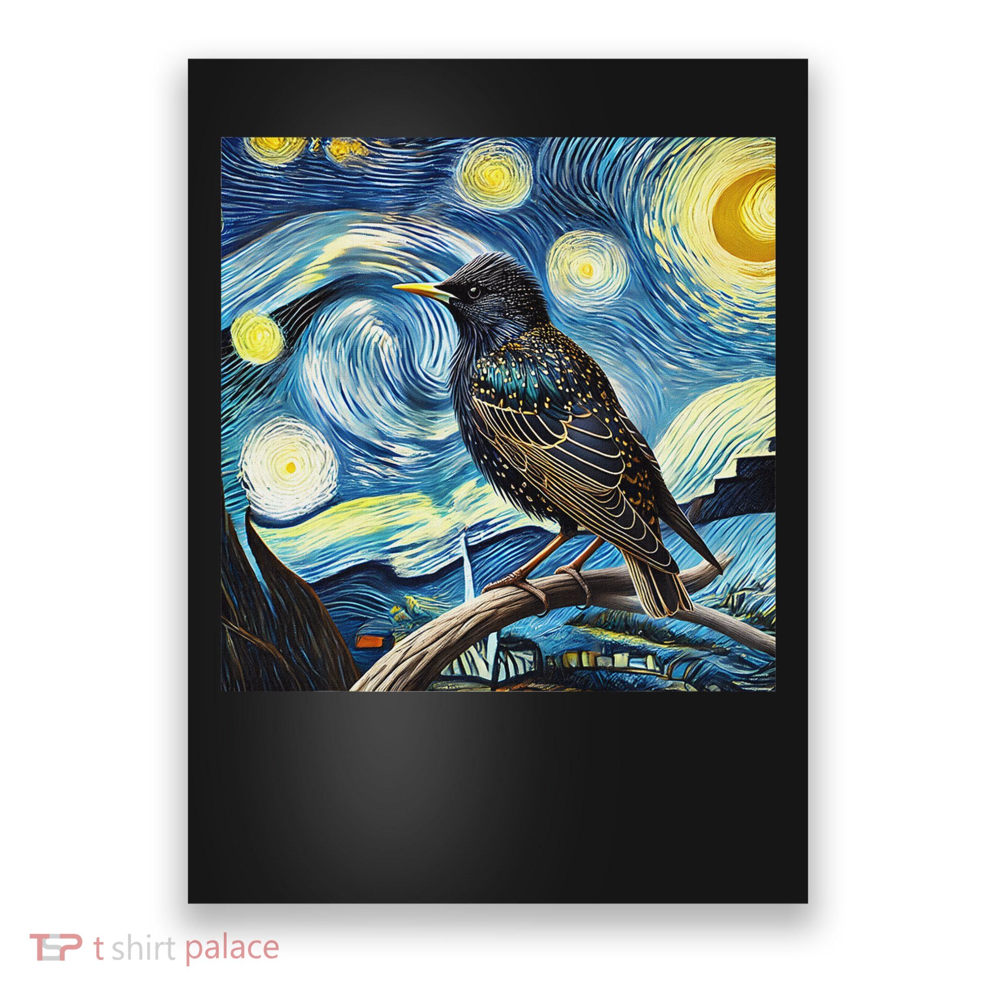 Common Starling Lover Bird Watching Birding Starry Night Art Poster