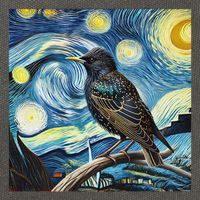 Common Starling Lover Bird Watching Birding Starry Night Art Cotton Canvas Backpack